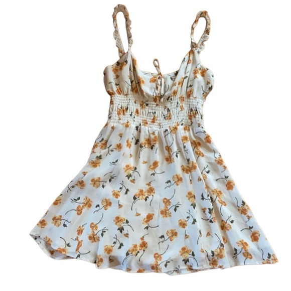 Reformation Elyse Ruffle Tie Front Mini Dress Size 12 - Picture 3 of 11